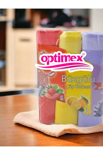 OPTİMEX Drawstring 3-Piece Garbage Bag Medium Size EcoPack Lemon-Strawberry-Lavender Garbage Bag