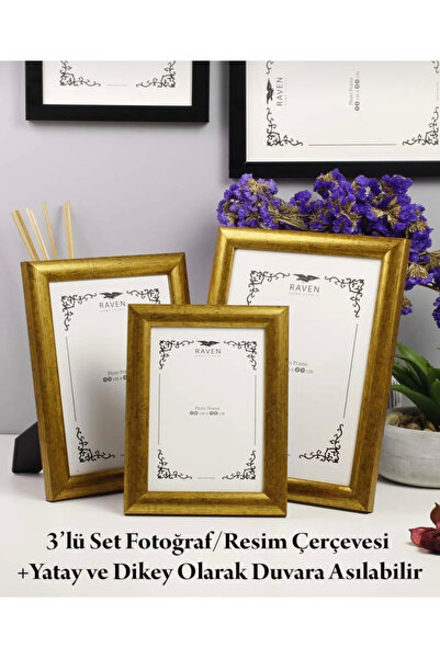 Serita 10x15 13x18 15x21 3 Lü Set Resim Poster Evrak Fotoğraf Çerçevesi Fotoğraf Albümü