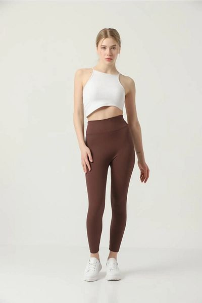 Livik Leggings maro cu snur din lână întărită cu talie înaltă