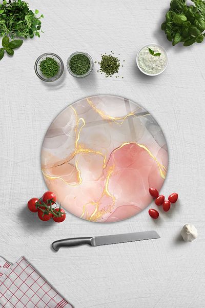 Decorita Romantic Marble Glass Cutting Board - Diameter32