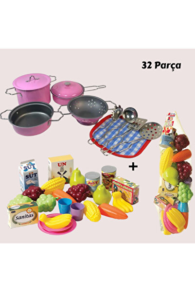 YILDIRIM OYUNCAK Metal Paslanmaz Emaye Oyuncak Tencere Tava Seti 11 Parça - F...