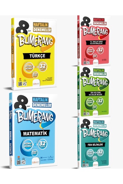Günay Yayıncılık GÜNAY YAYINLARI 8. SINIF LGS BUMERANG 32 HAFTALIK KAZANDIRAN DENEMELER 2024-2025