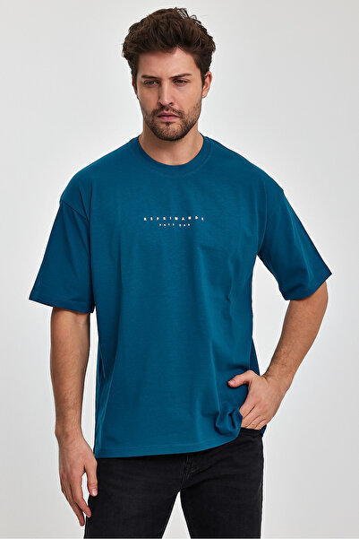 COMBİNE MİCHAİL Reprimande Men's Oversize Fit Thick Fabric Crew Neck T-shirt