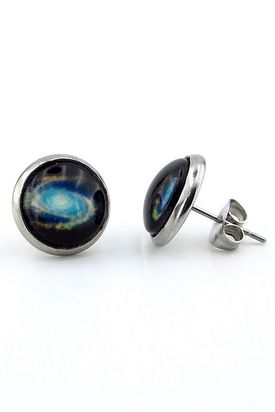 Solfera Milky Way Galaxy Pattern Stainless Steel Unisex Men's Earrings ER041