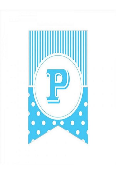 Kazanabil BLUE COLORED POINTED FLAM FLAG LETTERS P LETTER
