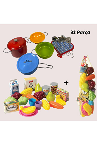 YILDIRIM OYUNCAK Metal Paslanmaz Emaye Oyuncak Tencere Tava Seti 11 Parça - F...