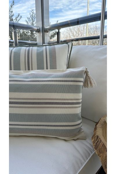 Decamor home Set de perne cu ciucuri de in 2 piese Mentă - Ecru
