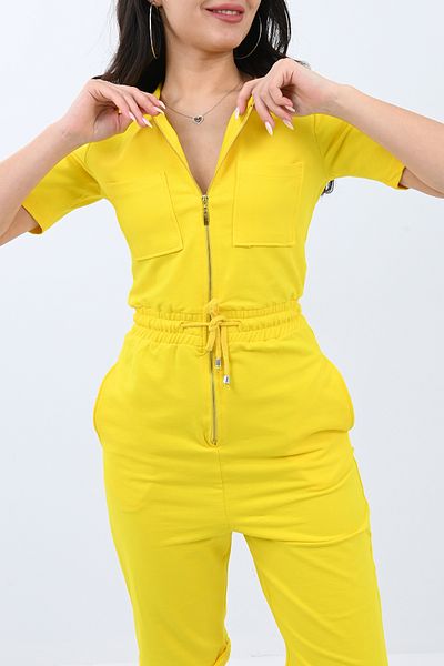 Koza Butik Short Sleeve Shorts Rope Belt Jumpsuit 8963