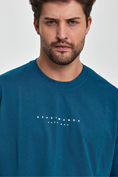 COMBİNE MİCHAİL Reprimande Men's Oversize Fit Thick Fabric Crew Neck T-shirt