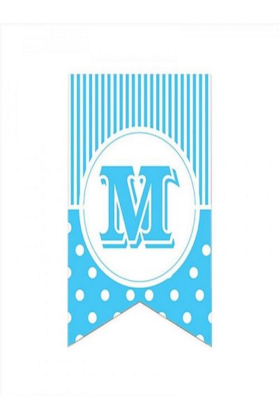 Kazanabil BLUE COLORED DOT FLAM FLAG LETTERS M LETTER