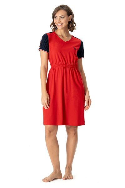 U.S. Polo Assn. US Polo Assn17001 Women's V-Neck Comfortable Dress-Red