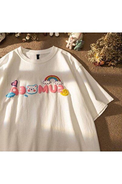 Gofeel تي شيرت Sumep Rainbow Detail للجنسين مقاس كبير