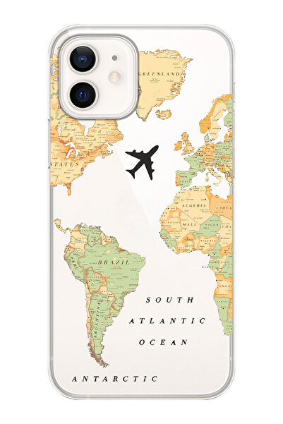 shoptocase Iphone 12 Eskitilmiş Dünya Haritası Telefon Kılıfı