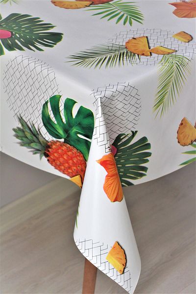 DDHOME Lined Erasable PVC Oilcloth Tablecloth - Pineapple - 8097-1y