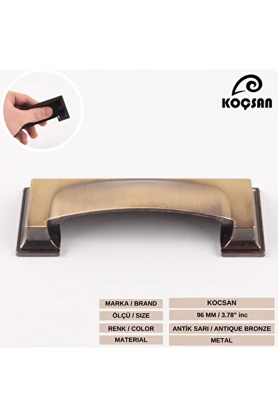 KOÇSAN Hisar Antic Galben 96 Mm Mâner Luxos Country Mobilier de Bucătărie Dulap Sertar Mâner