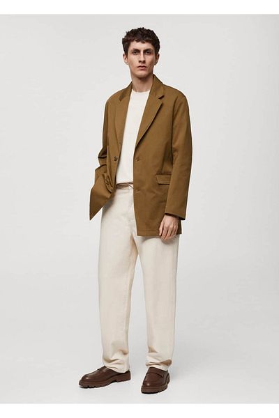MANGO Man Bequem geschnittene Baumwollblazerjacke