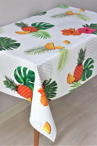 DDHOME Lined Erasable PVC Oilcloth Tablecloth - Pineapple - 8097-1y