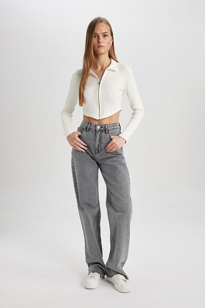 DeFacto Fitted Polo Neck Ribbed Camisole Cardigan C4578AX24SM