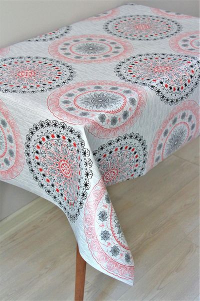 DDHOME Fiber Lined Wipeable PVC Oilcloth Tablecloth Ottoman - 06-e5