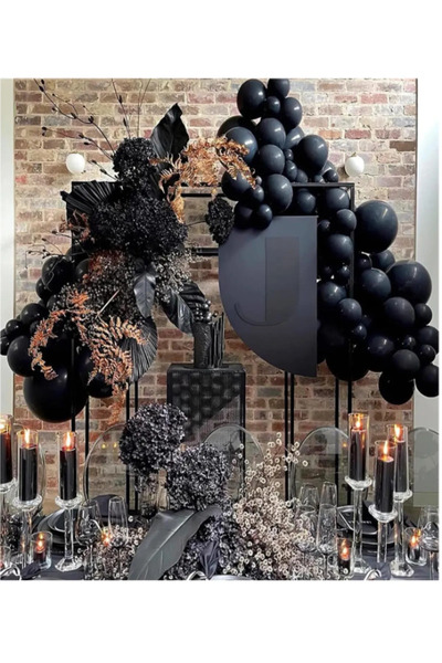 20 Adet Metalik Siyah Balon Set