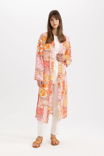 DeFacto Relax Fit Leak Collar Bedruckter Kimono C6340AX24SP