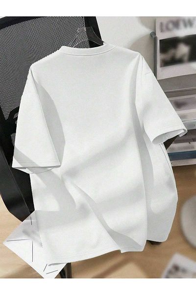 Jose Clothing Μπλουζάκι Unisex Λευκό εμπριμέ από οργανικό βαμβάκι Oversize κοντό μανίκι