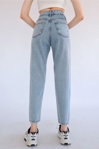 Lixera Ramrod Light Blue Snow Wash Lycra Mom Jean Trousers