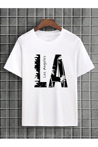 Jose Clothing Μπλουζάκι Unisex Λευκό εμπριμέ από οργανικό βαμβάκι Oversize με κοντό μανίκι
