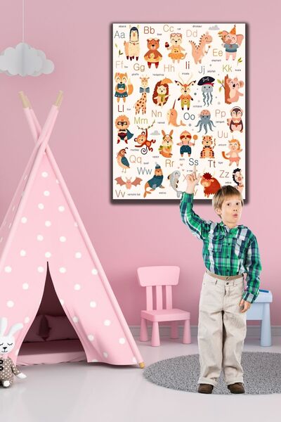 Nod Model educațional de masă cu animale cu alfabet englezesc pentru copii, școală, grădiniță, tablă de activități pentru grădiniță