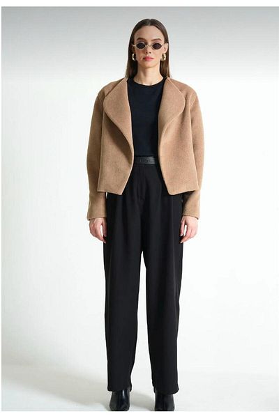 OzBeauty Women's Camel Wool Short Cashmere Coat