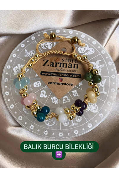 STORE ZARMAN Sertifikalı Balık Burcu Bileklik (Apatit,Aytaşı,Yeşim,P.Kuvars,A...