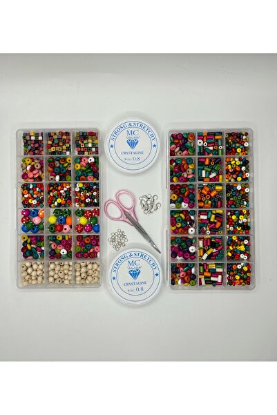 Egem aksesuar 2 кутии с цветни ДЪРВЕНИ комплекти мъниста, всяка съдържаща 18 ...