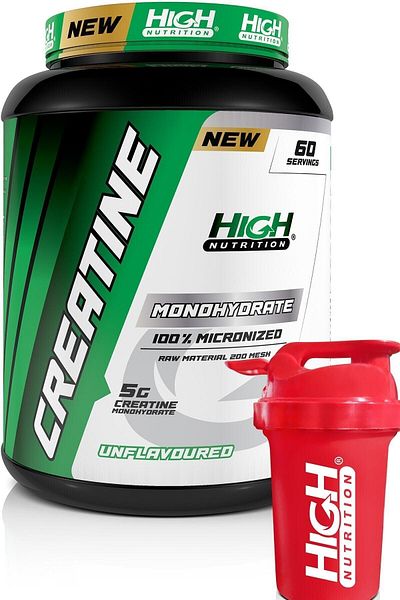 High Nutrition 300 Gram Micronized Creatine Monohydrate - 60 Servings, 5 Gram in 1 Servings, Pure Unflavored
