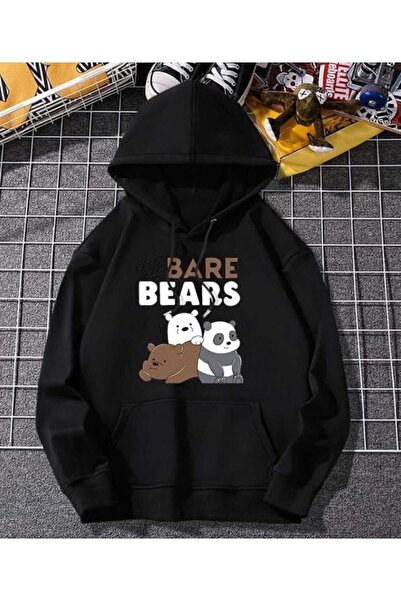 PERISENSE سويت شيرت بقلنسوة كبير الحجم للرجال والنساء للجنسين مطبوع عليه دببة