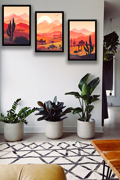 Nod Set de pictură cu cadru retro din 3 piese, decor pentru casă și birou