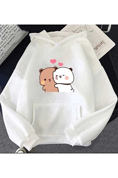 PERISENSE سويت شيرت بغطاء للرأس مطبوع عليه دودو وبودو للجنسين