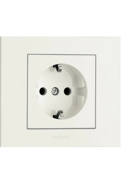 PUFFIN Ovivo Grano White Natural Grounded Socket (1 Piece) + Frame Included