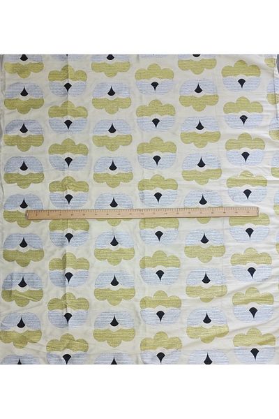 Evcimenhome Βαμβακερό υφαντό ύφασμα 120cmx140cm afysaarı χρώμα: κίτρινο και γκρι σε μπεζ φόντο