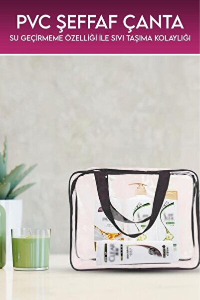 MUJGAN 3'lü Makyaj Çantası Şeffaf