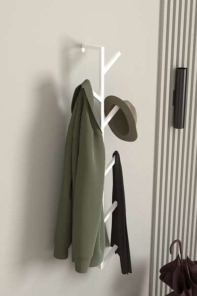 AJU White 9-arm Entrance Hall Metal Hanger - Bag Shawl Coat Towel Robe Multi-purpose Sapling Rack