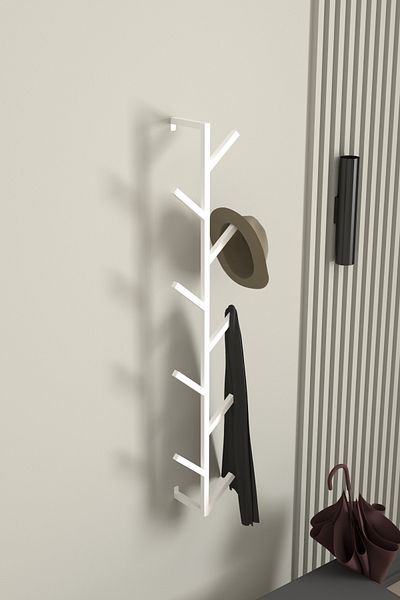 AJU White 9-arm Entrance Hall Metal Hanger - Bag Shawl Coat Towel Robe Multi-purpose Sapling Rack