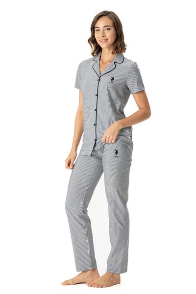 U.S. Polo Assn. US Polo Assn Set de pijamale pentru cămașă cu mânecă scurtă pentru femei, țesătură de viscoză