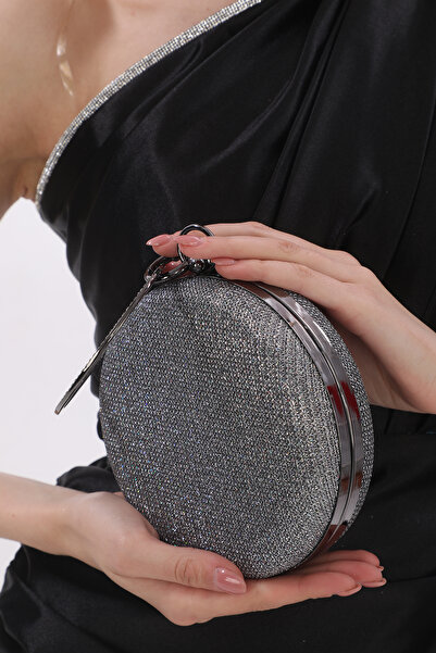 womenacs Smoked Platinum Color Chupra Patterned Stoned Bracelet Ring Evening Dress Portfolio Clutch Bag