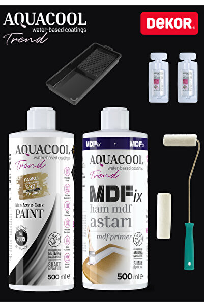 Aquacool Trend Aquacool Akrilik Hobi Boya Siyah 500 ml Mdf Astar 500 ml Rulo ...