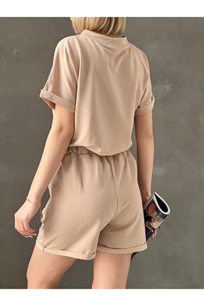 rengamoda Ženske kratke hlače od dvonitne tkanine, dvodelni set (šarene)