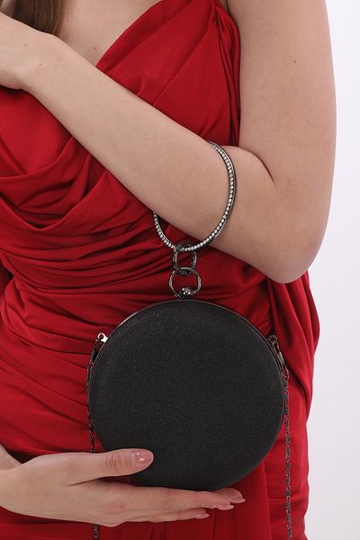 womenacs Pochetă portofoliu pentru rochie de seară de culoare neagră argintie pentru femei