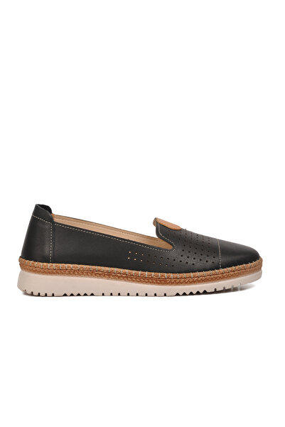 AYAKMOD 574141 حذاء كاجوال جلد طبيعي أسود للنساء