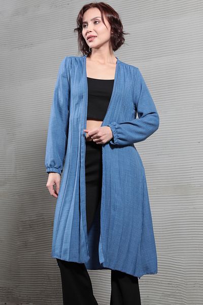 GİYSA Cardigan lung Aerobin plisat cu curea pentru femei