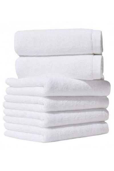 S&R 6 Pcs 30X30 cm Luxury White Hotel Towel Set (100% Cotton, 50 Gr)