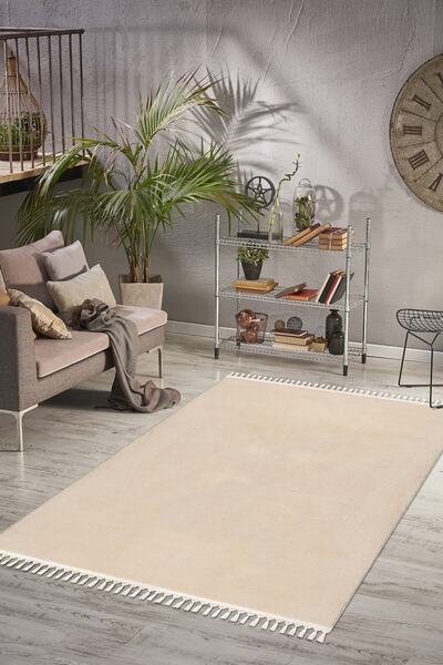Valery Home Vl Comfort Ponpon Saçaklı Peluş Halı Bej